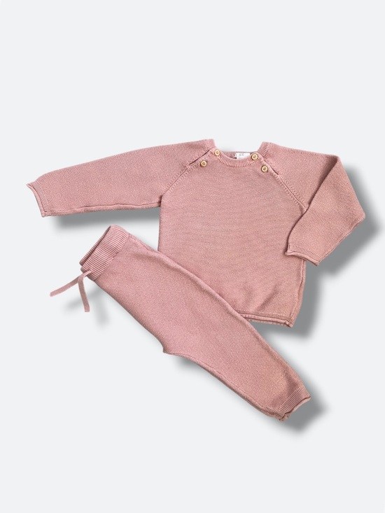 H&M Other - H&M Baby Knit Sweater Pants 2 Piece Set 12M Dusty Pink 100% Organic Cotton